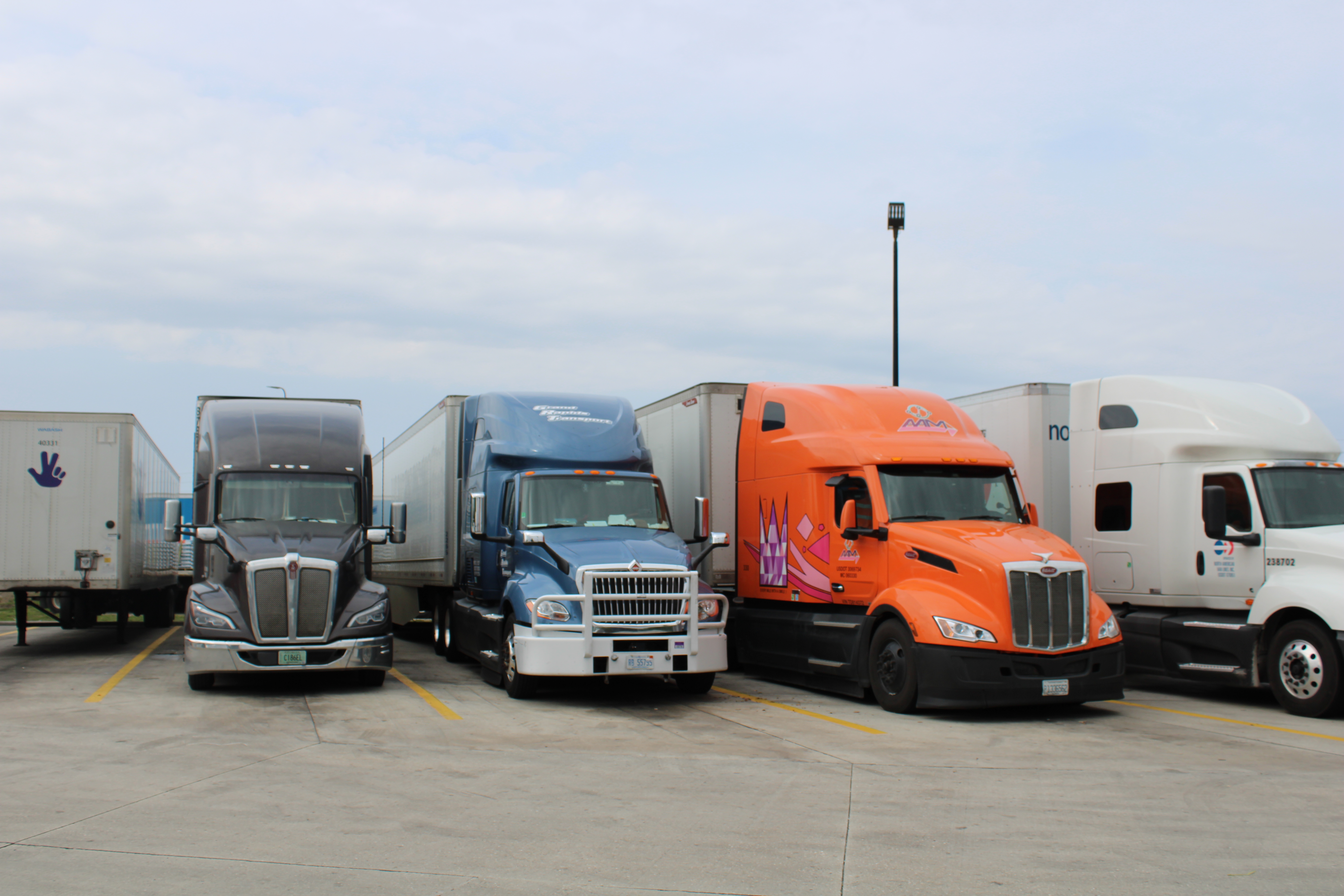 Semi trucks parked near DOT physical clinic in Nokomis Florida
